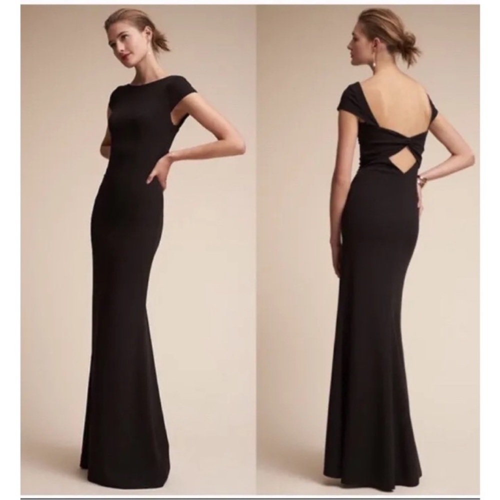 Katie May Madison Black Cap Sleeve Open Twist Back Formal Dress Gown Size 4
